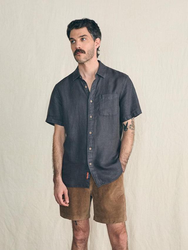 Short-Sleeve Palma Linen Shirt - Washed Black Basketweave Product Image