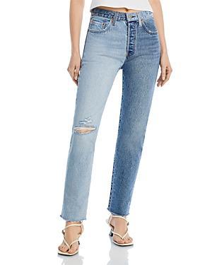 Levis 501 Two Tone High Rise Straight Jeans in Indigo Stonewash Product Image