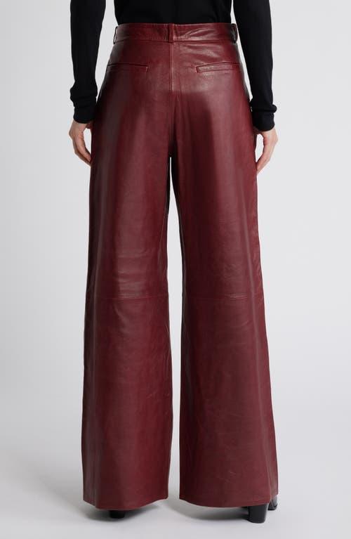 FRAME The Wide Leather Trousers In Syrah Red Product Image