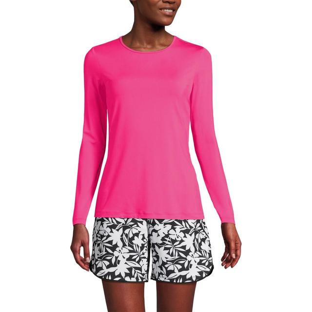 Lands End Womens Crew Neck Long Sleeve Rash Guard Upf 50 Sun Protection Swim Tee Product Image