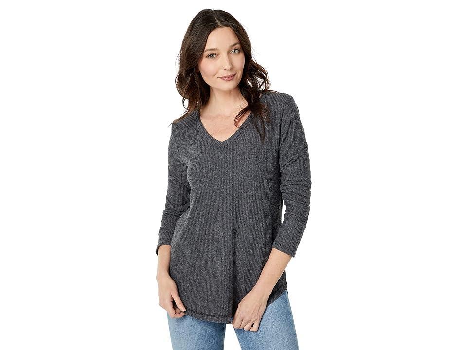 Dylan by True Grit Long Sleeve V-Neck (Black) Women's Clothing Product Image