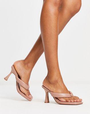 ASOS DESIGN Halle padded toe thong heeled sandals Product Image