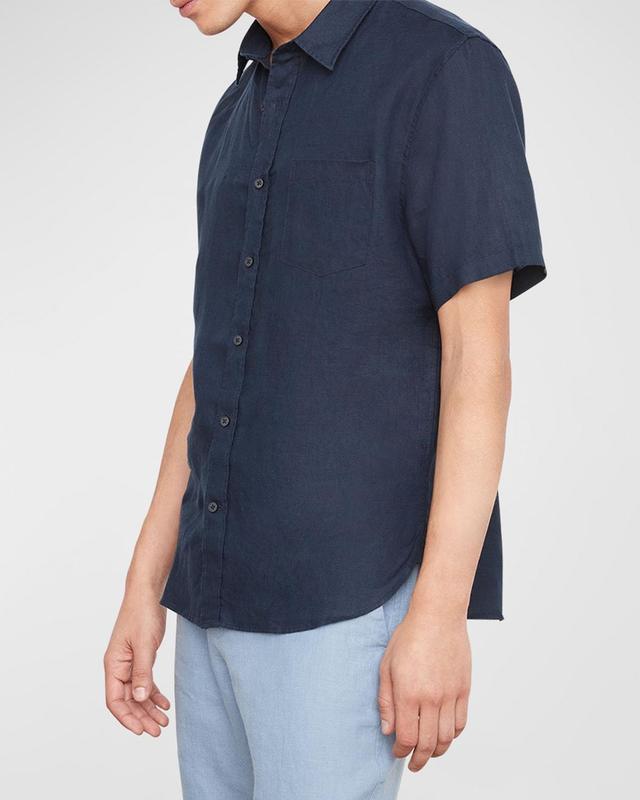 Vince Classic Fit Short Sleeve Linen Shirt Product Image