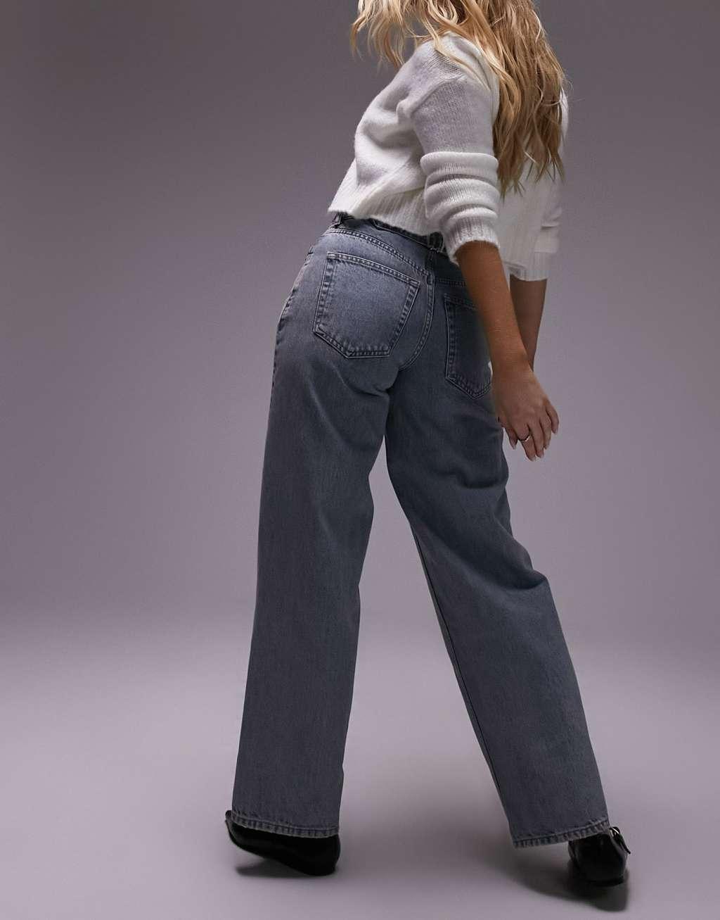 Topshop Hourglass low rise Cinch back jeans in vintage bleach Product Image