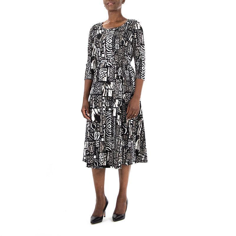 Womens Nina Leonard Sylvia Print Midi Dress Product Image