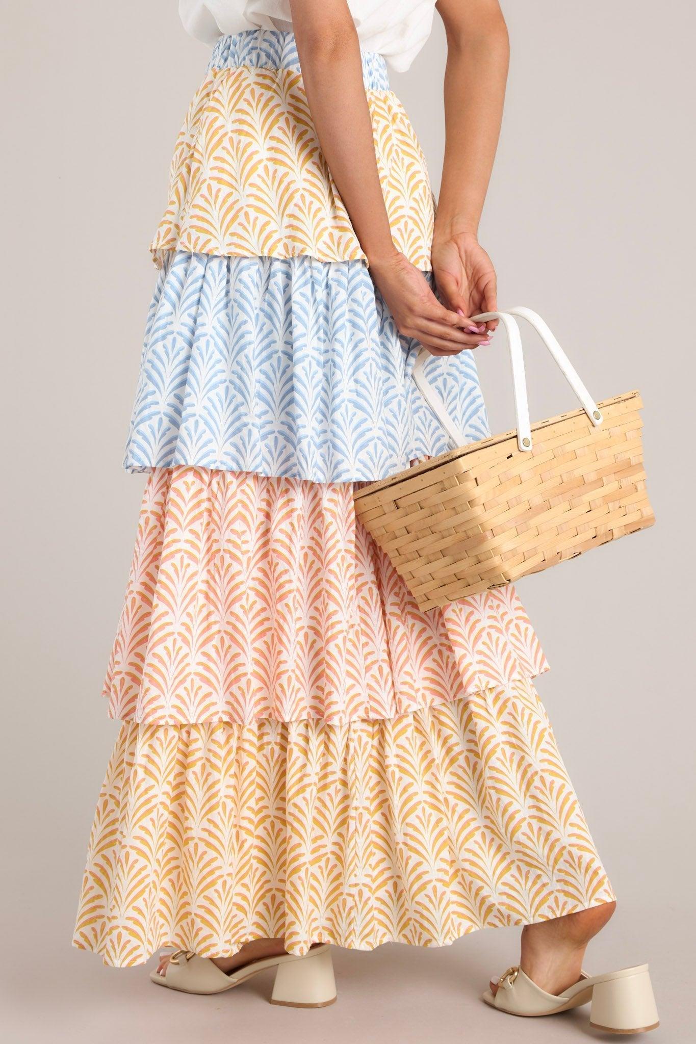 Never A Dull Moment Sunflower Yellow Multi Print Tiered Maxi Skirt Product Image