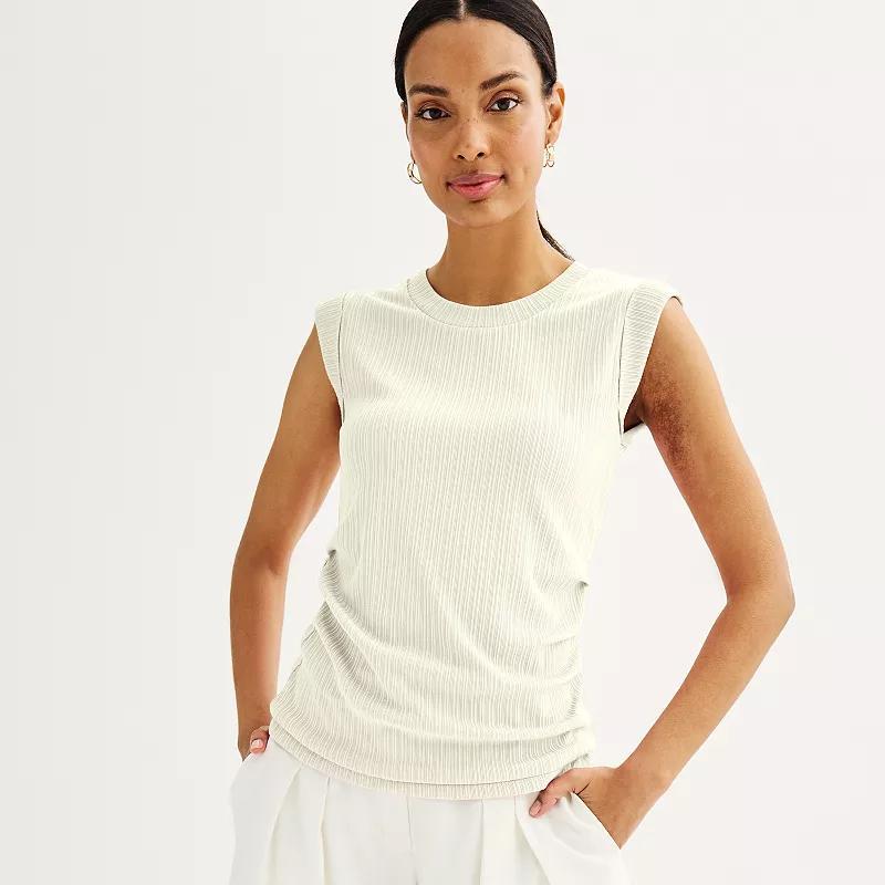 Womens Nine West Short Cap Sleeve Ribbed Crewneck Top product image