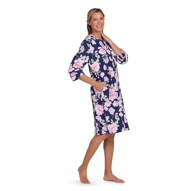 Womens Miss Elaine Essentials Interlock Knit Short Zip Robe Product Image