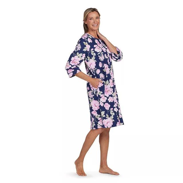 Womens Miss Elaine Essentials Interlock Knit Short Zip Robe Product Image