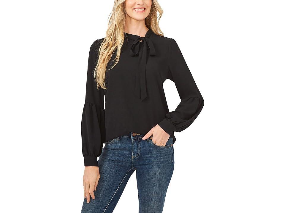 CeCe Long Sleeve Blouse w/ Neck Tie (Rich ) Women's Clothing Product Image