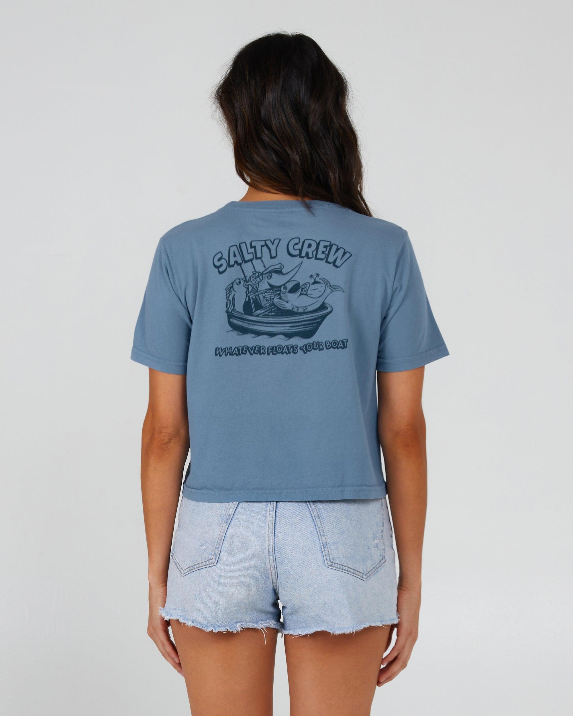 Floats Your Boat Crop Tee - Bluestone Female Product Image