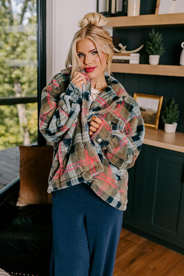 Plush Comfort Plaid Jacket Curves Product Image