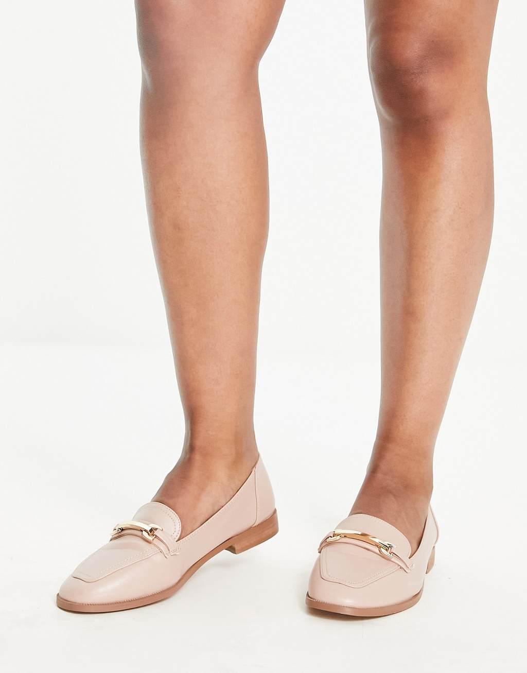 ASOS DESIGN Wide Fit Verity loafer flat shoes with trim Product Image