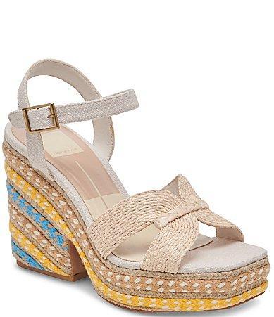 Dolce Vita Cale Raffia Ankle Strap Platform Sandals Product Image