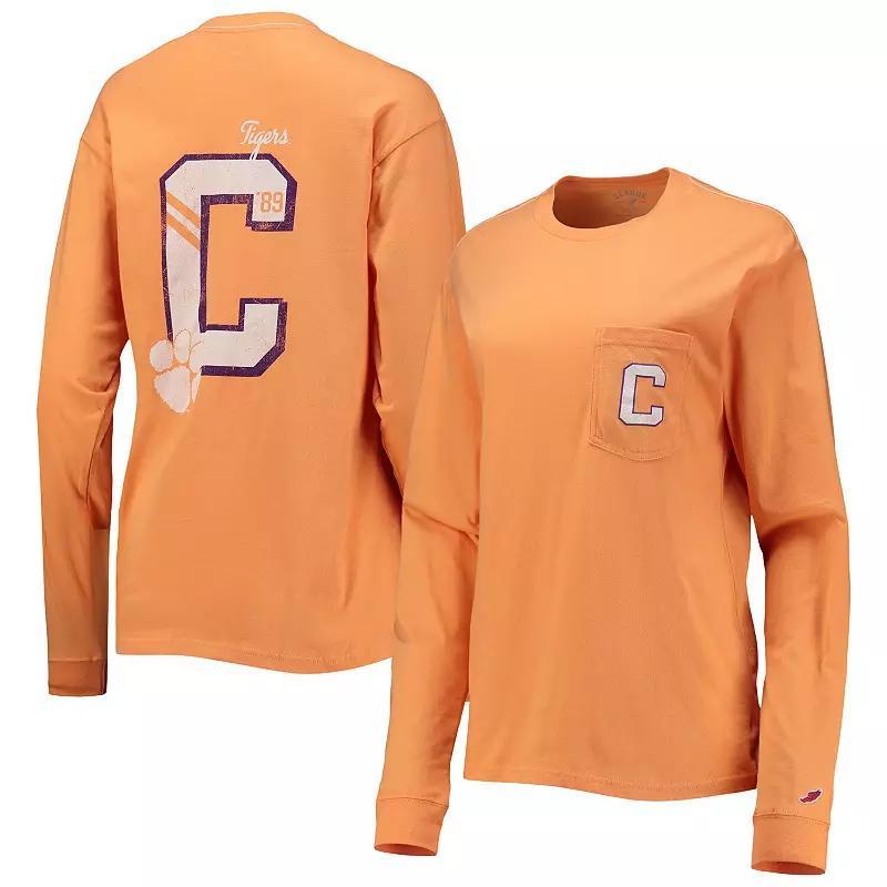 Womens League Collegiate Wear Clemson Tigers Pocket Oversized Long Sleeve T-Shirt Product Image