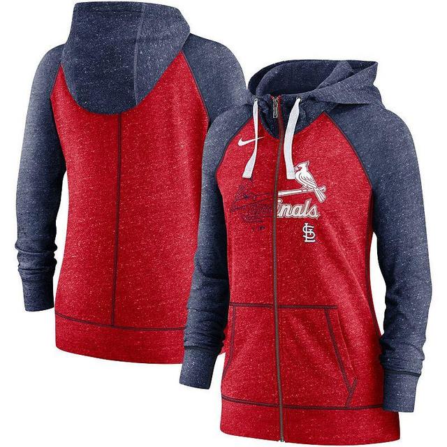 Womens Nike Heather /Heather Navy St. Louis Cardinals Split Wordmark Gym Vintage Raglan Lightweight Full-Zip Hoodie Product Image