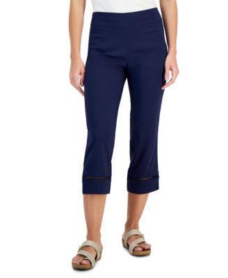 Women's Woven Lace-Trim Capri Pull-On Pants, Created for Macy's Product Image