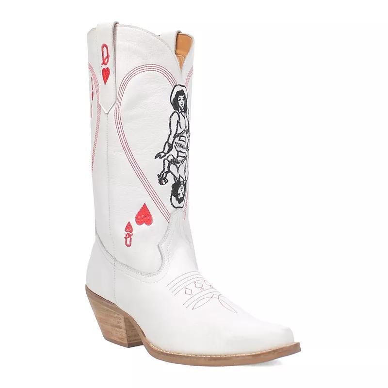 Dingo Queen A Hearts Embroidered Leather Mid Western Boots Product Image