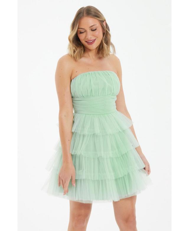 Quiz Womens Tulle Tiered Mini Dress Product Image