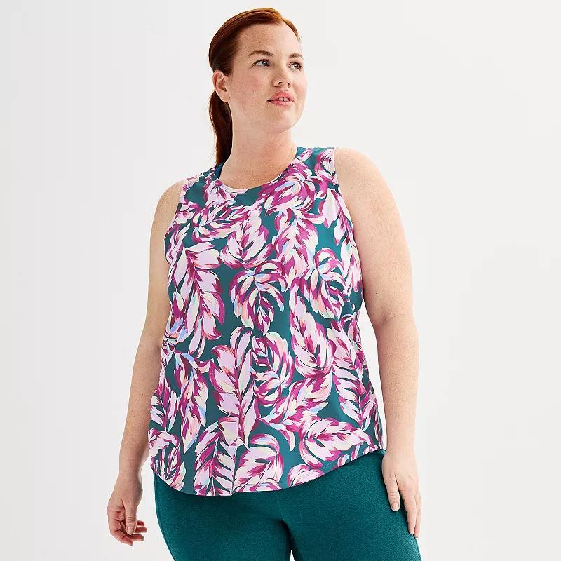 Plus Size Tek Gear Dry Tek Tank Top, Womens Blue Foliage Product Image