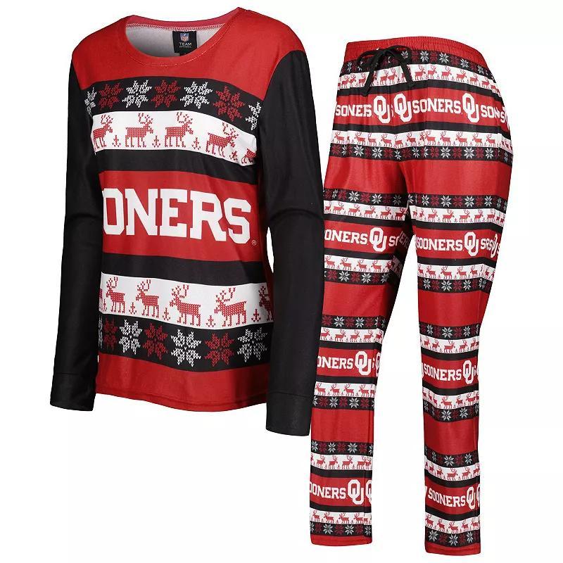 Womens FOCO Crimson Oklahoma Sooners Ugly Long Sleeve T-Shirt & Pajama Pants Sleep Set Product Image