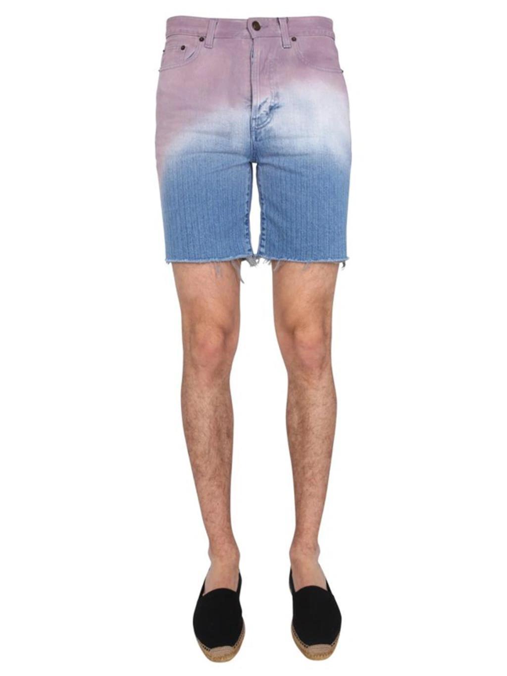 Faded Color Denim Shorts In Blue Product Image