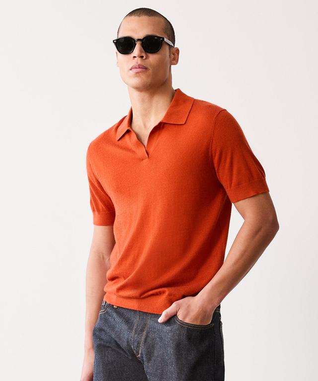 Premium Cashmere Montauk Polo in Copper Clay Product Image