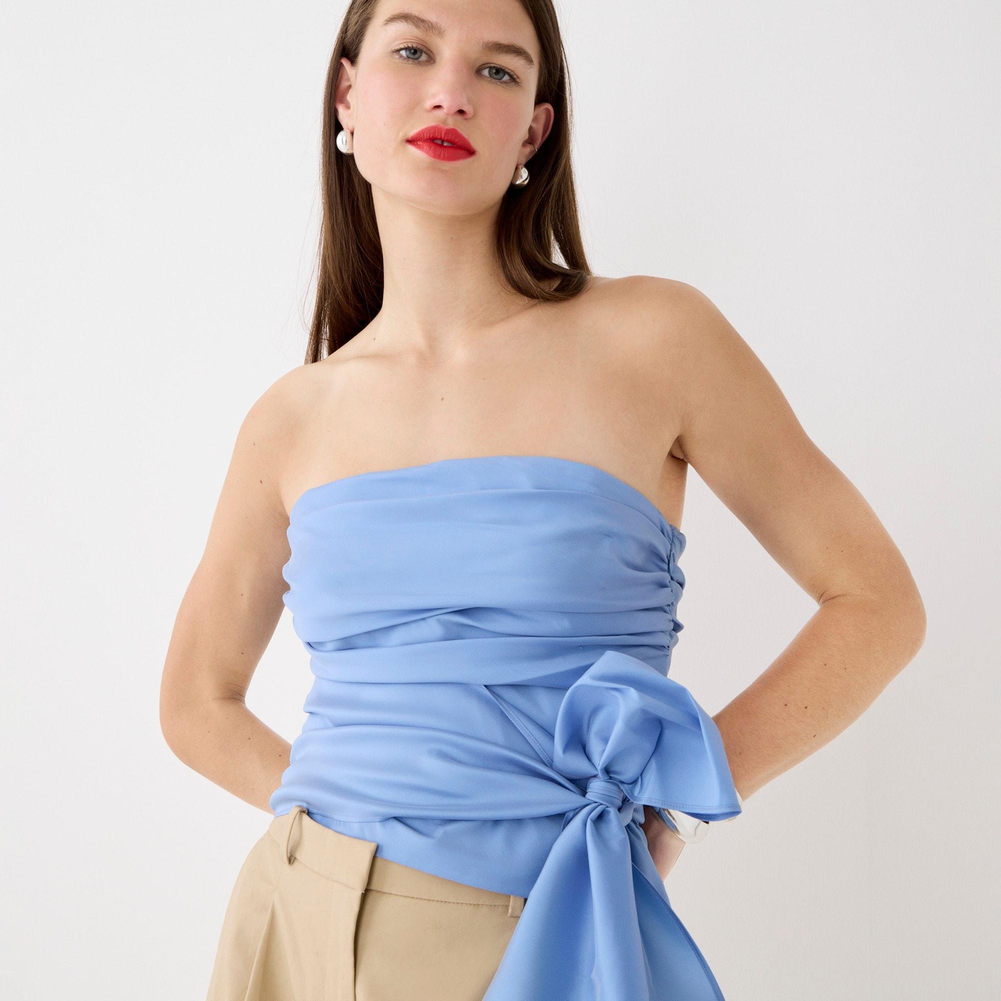 Collection taffeta ruched strapless top with bow Product Image