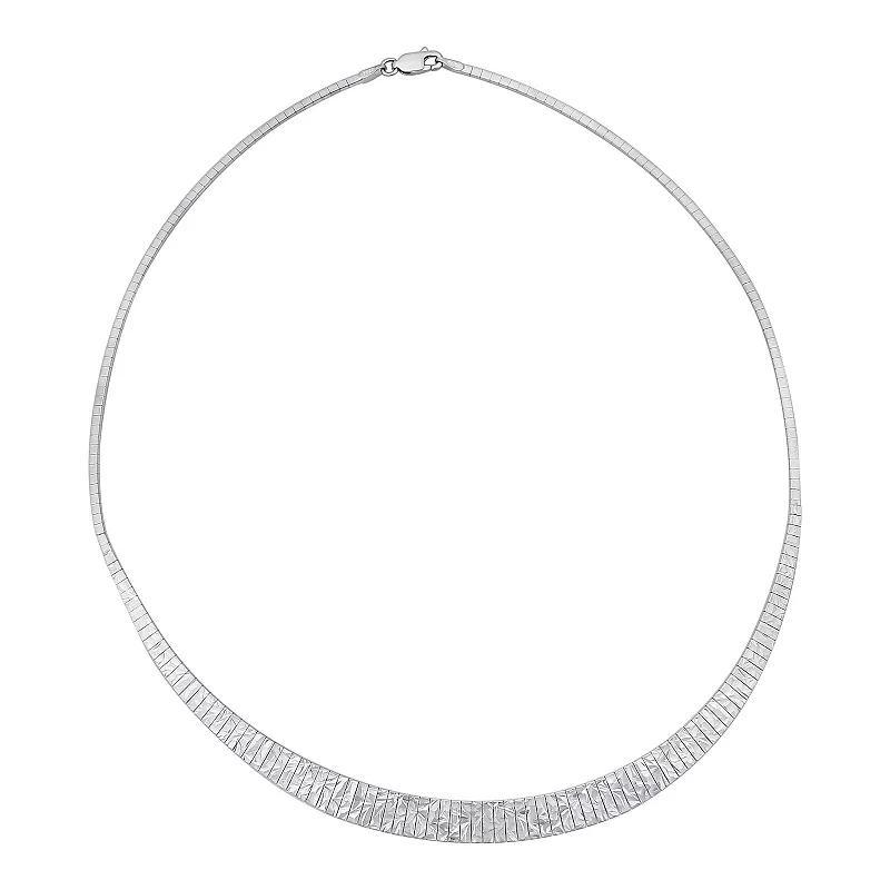 Sterling Silver Ribbed Diamond-Cut Collar Necklace, Womens Product Image