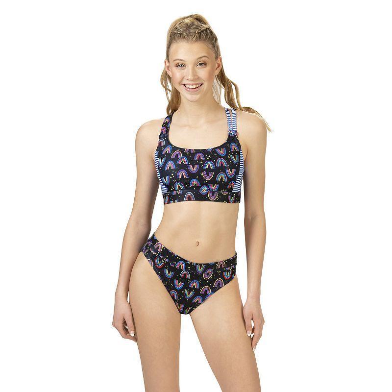 Womens Dolfin Uglies Print Asymmetrical Work Out 2-Piece Swim Set Product Image