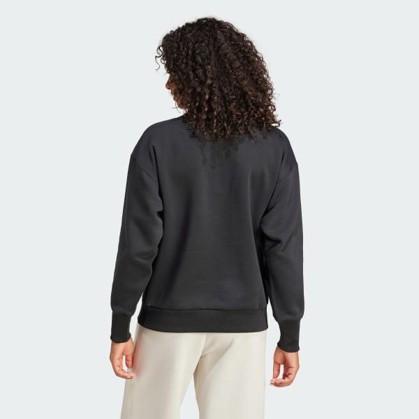 adidas ALL SZN Fleece Loose Quarter-Zip Sweatshirt Black L Womens Product Image