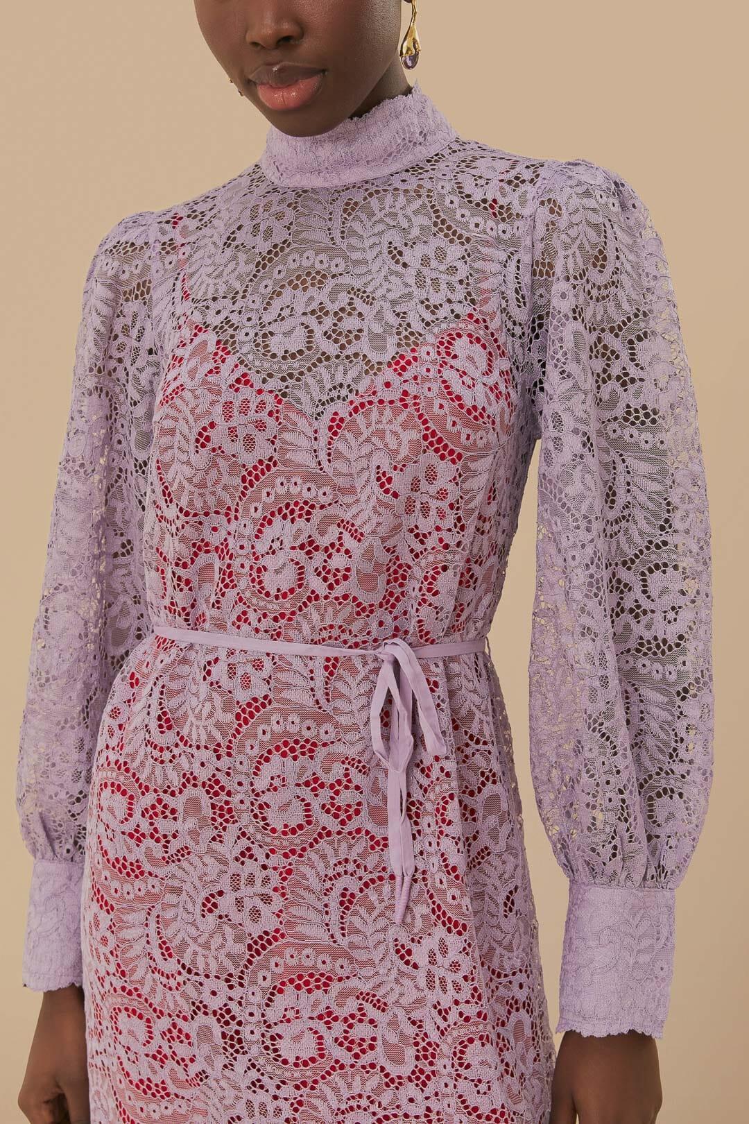 Lilac Lace Midi Dress Product Image