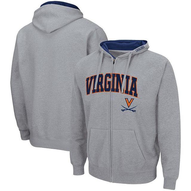 Mens Colosseum Heathered Gray Virginia Cavaliers Arch & Logo 3.0 Full-Zip Hoodie Product Image