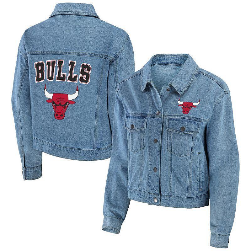 Womens WEAR by Erin Andrews Chicago Bulls Full-Snap Denim Jacket Turquoise A Product Image