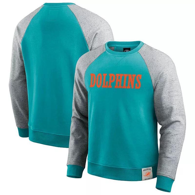 Mens Darius Rucker Collection by Fanatics Heather Gray/Aqua Miami Dolphins Colorblock Pullover Sweatshirt Product Image