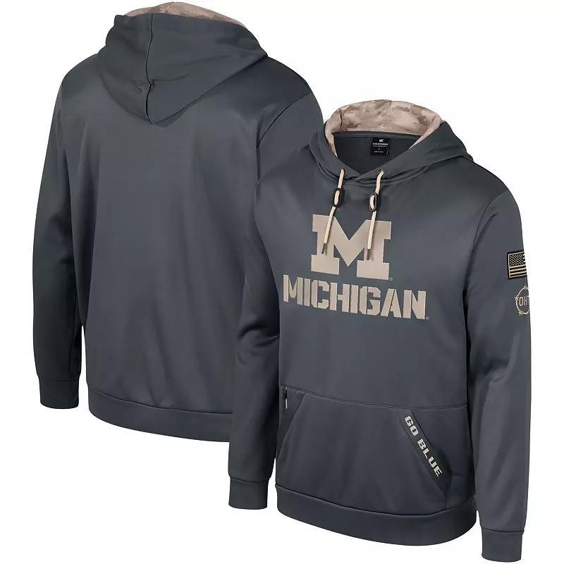 Mens Colosseum Charcoal Michigan Wolverines OHT Military Appreciation Pullover Hoodie Product Image