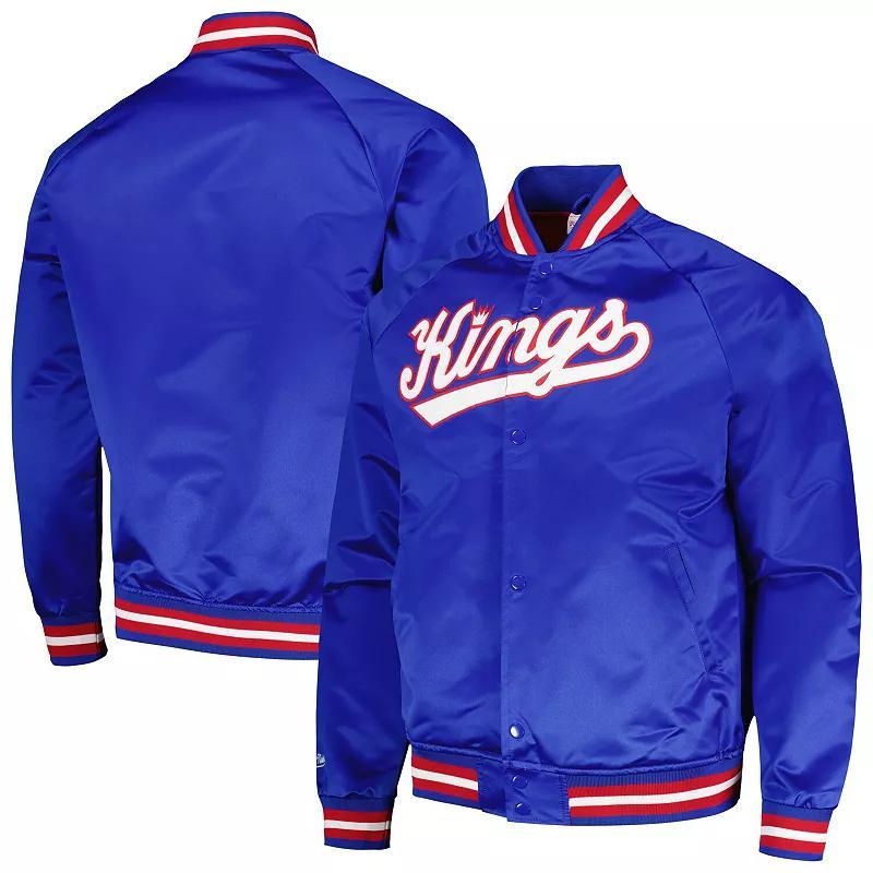 Mens Mitchell & Ness Blue Sacramento Kings Hardwood Classics Throwback Wordmark Raglan Full-Snap Jacket Product Image