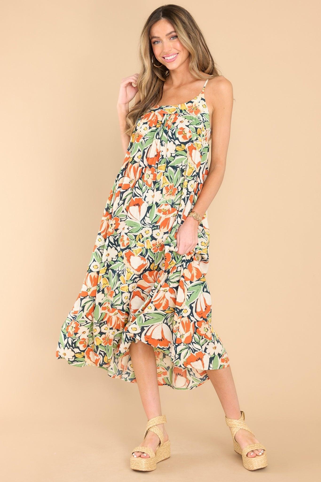 Always Have Ivory Floral Print Midi Dress Product Image