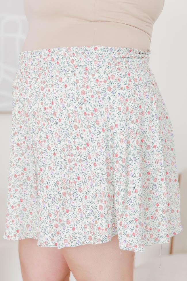 One More Time Ivory/Multi Floral Skirt FINAL SALE Product Image