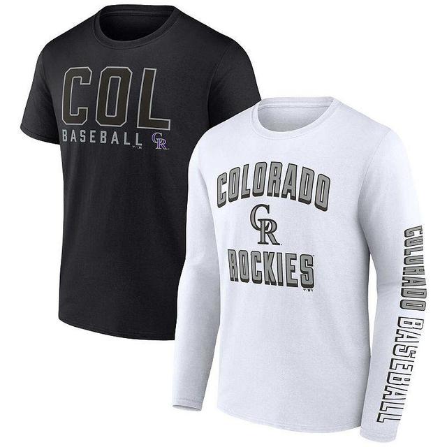 Mens Fanatics Branded /White Colorado Rockies Two-Pack Combo T-Shirt Set Product Image