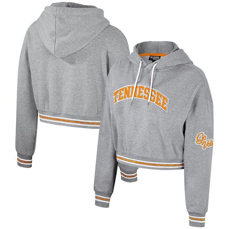 Womens The Wild Collective Heather Gray Tennessee Volunteers Cropped Shimmer Pullover Hoodie Product Image