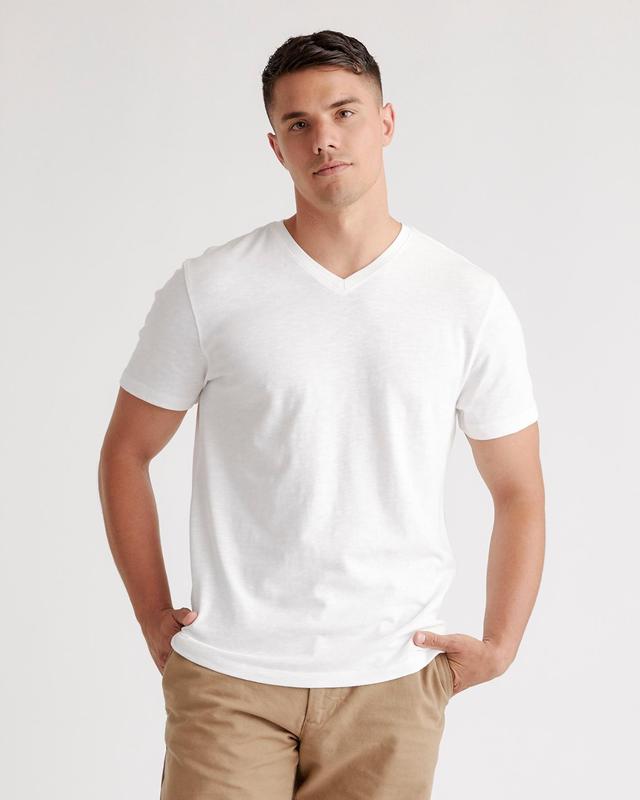 100% Organic Cotton Slub V-Neck Tee Product Image