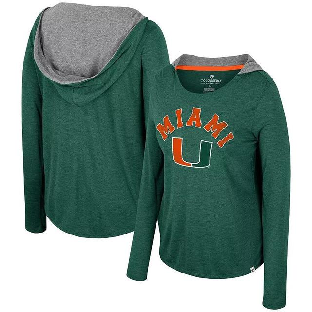 Womens Colosseum Miami Hurricanes Distressed Heather Long Sleeve Hoodie T-Shirt Product Image