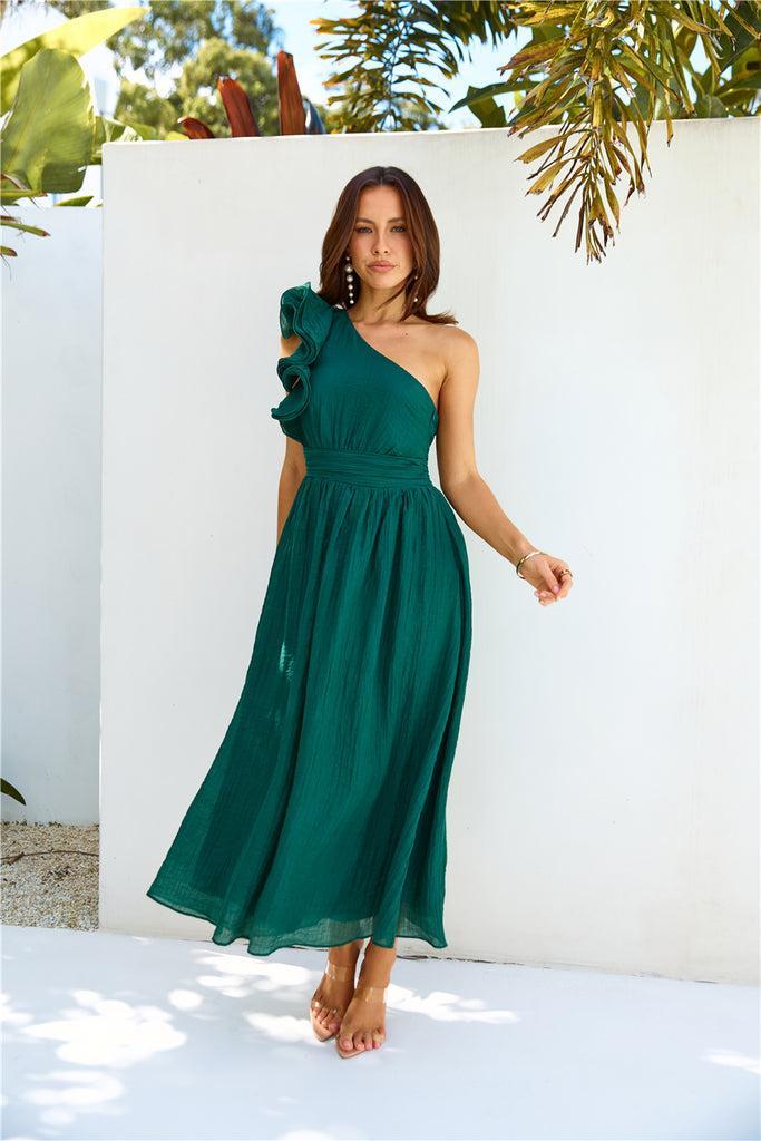 Find Out One Shoulder Midi Dress Emerald product image