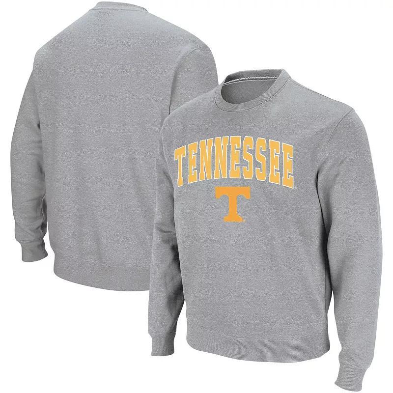 Mens Colosseum Heather Gray Tennessee Volunteers Arch & Logo Crew Neck Sweatshirt Product Image