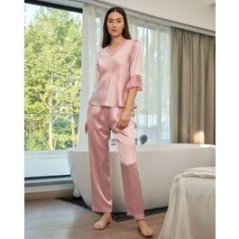 22 Momme Laced  Women Silk Pajama Set Product Image