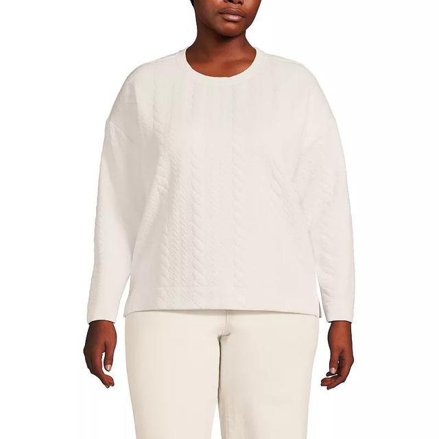 Plus Size Lands End Quilted Cable Sweatshirt, Womens Product Image