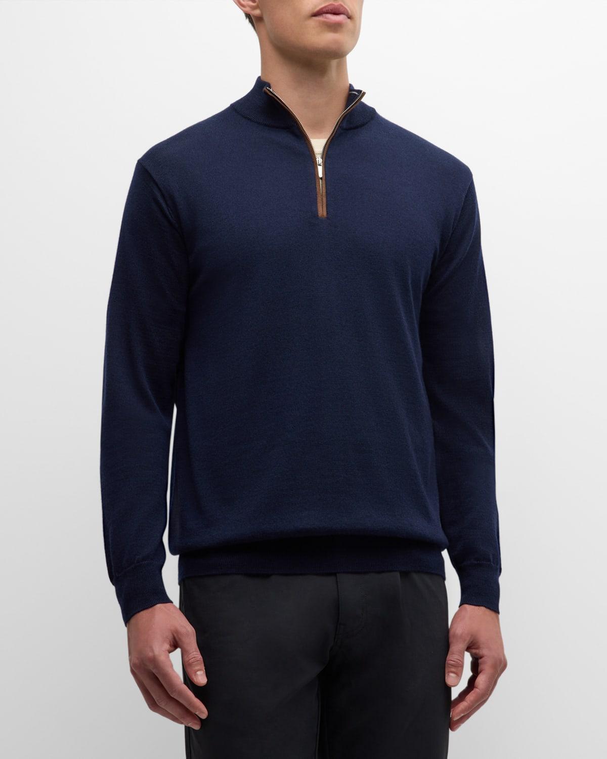 Mens Autumn Crest Suede-Trim Quarter-Zip Sweater Product Image