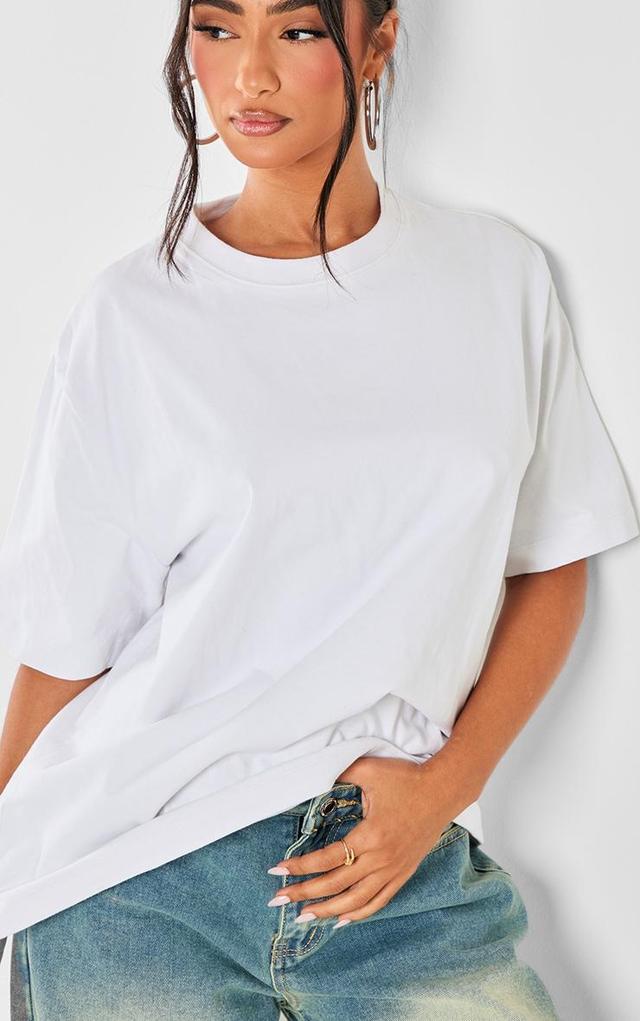 Petite White Premium Cotton Oversized T-shirt Product Image