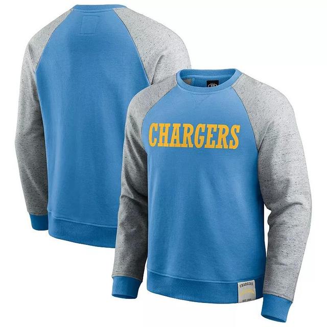 Mens Darius Rucker Collection by Fanatics Heather Gray/Powder Blue Los Angeles Chargers Colorblock Pullover Sweatshirt Product Image